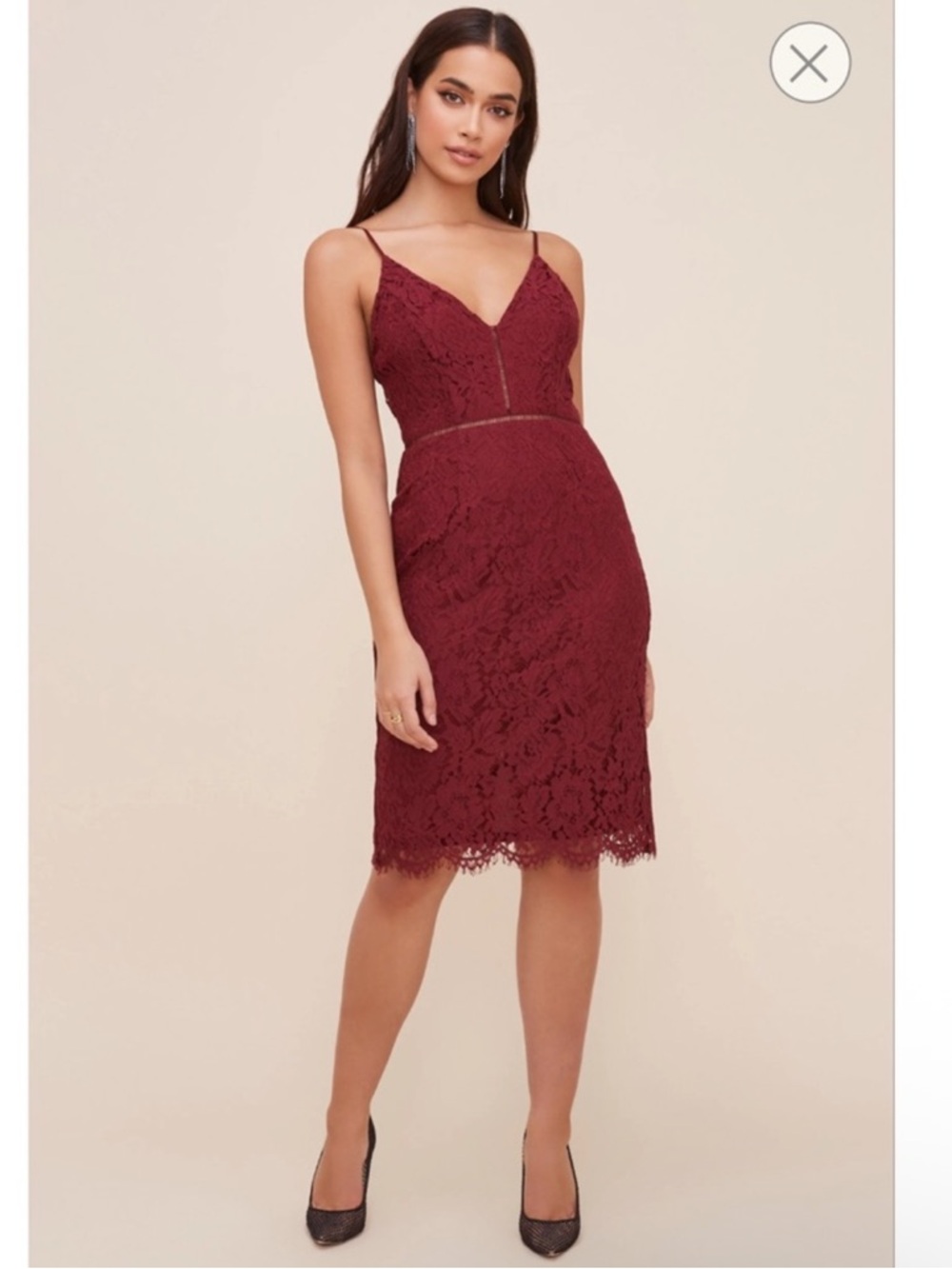Sleeveless Lace Sheath Dress in Burgundy